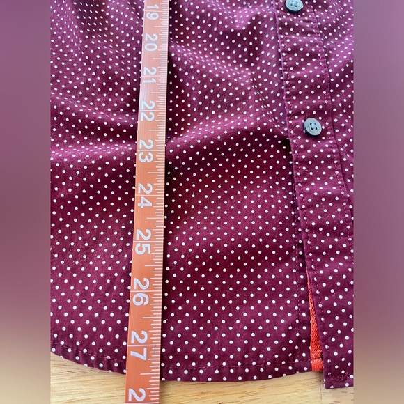Denim & Flower Slim Fit Button Up Shirt Men's Sz M Burgundy Contrast Cuff Cotton - Picture 9 of 10